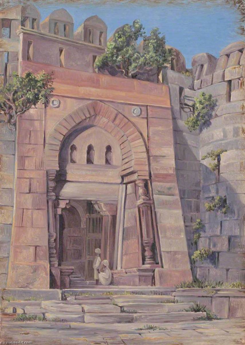 Wikioo.org - The Encyclopedia of Fine Arts - Painting, Artwork by Marianne North - Gate of Tughlat, Shah's Tomb, Tughlaqabad, Delhi, India