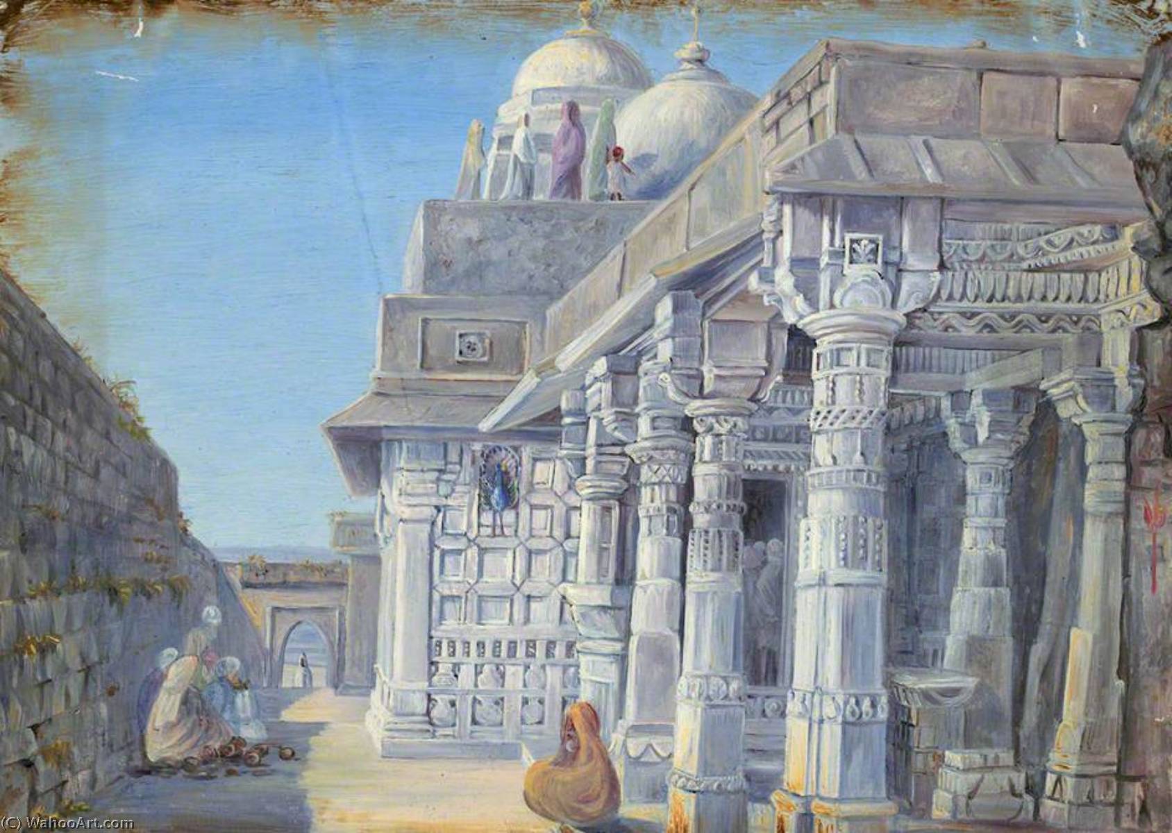 Wikioo.org - The Encyclopedia of Fine Arts - Painting, Artwork by Marianne North - Temple of Towenghur, Champanir, near Baroda, Gujarat, India
