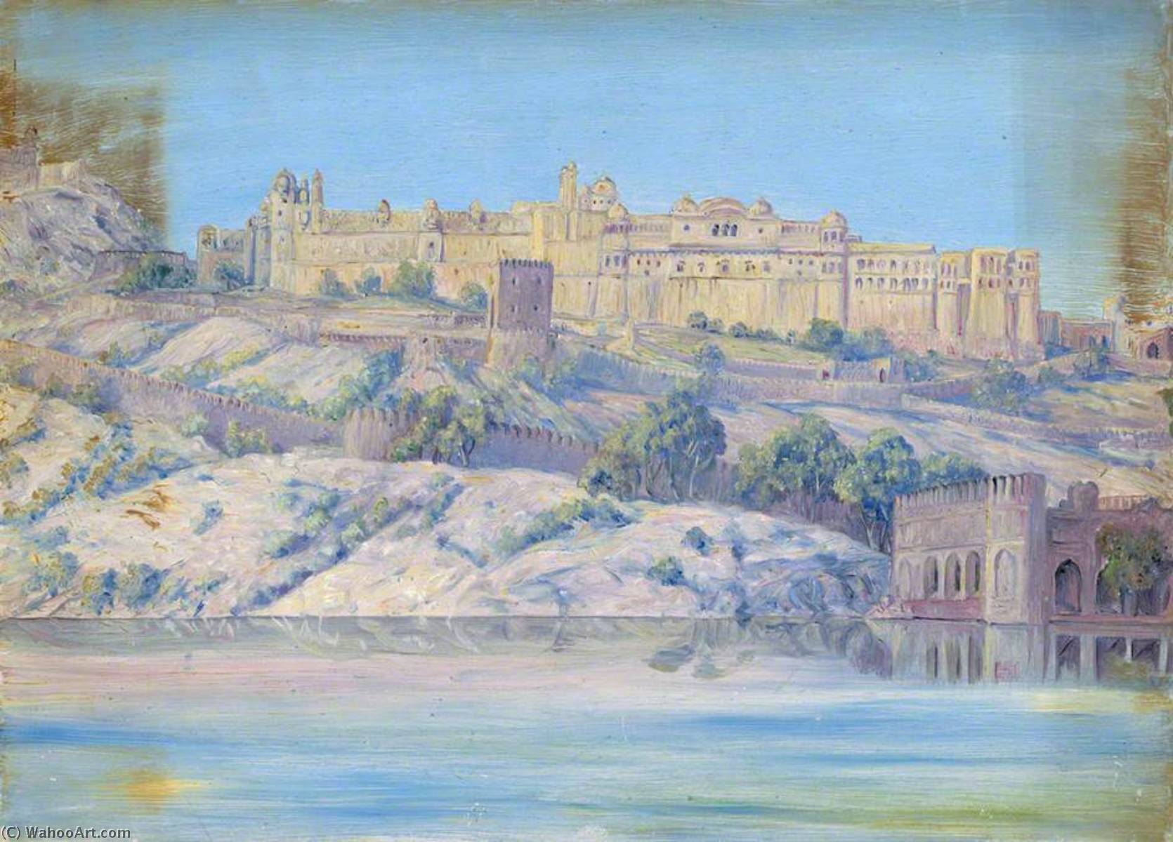 WikiOO.org - 백과 사전 - 회화, 삽화 Marianne North - Palace and Tank of Amber
