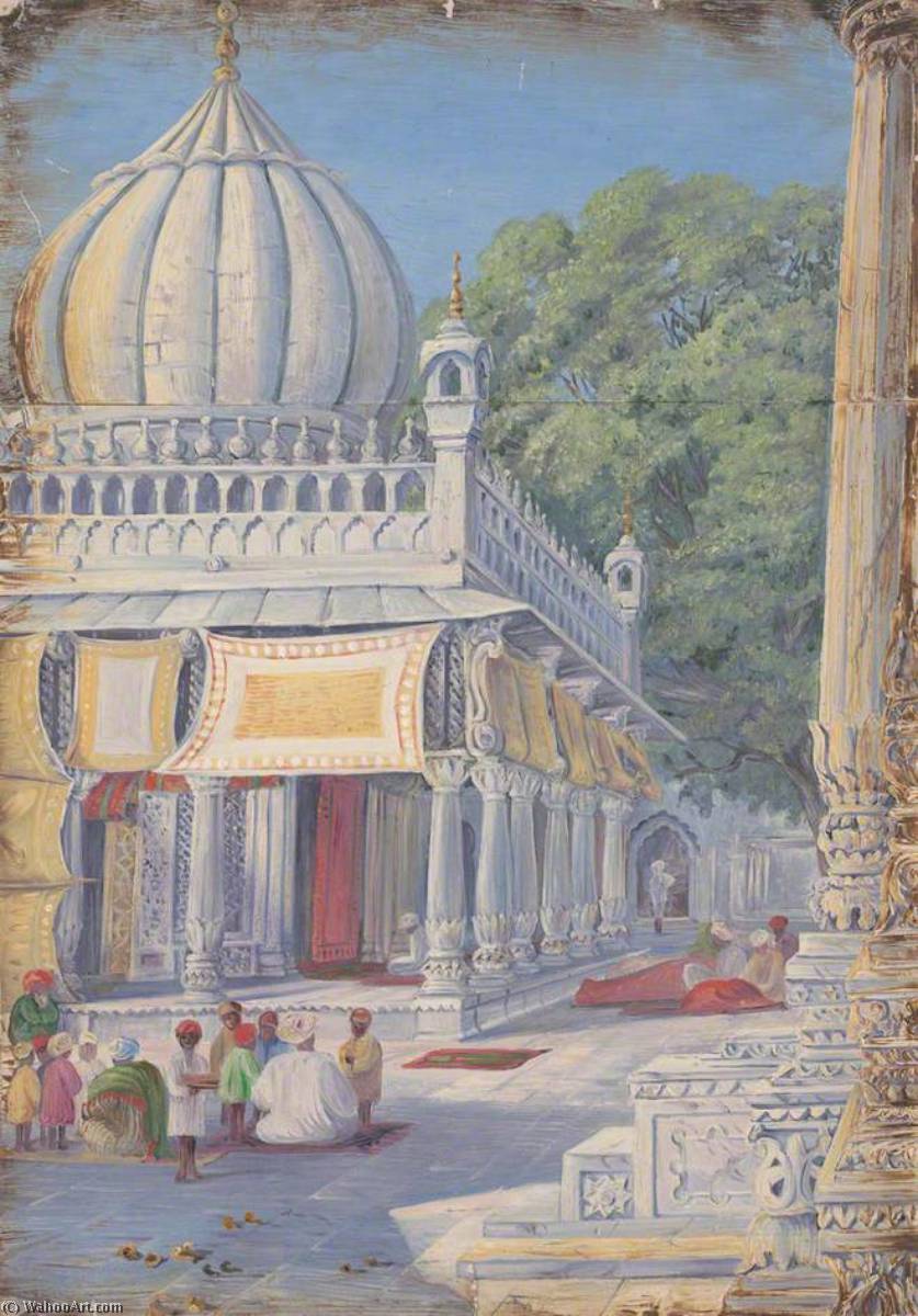 Wikioo.org - The Encyclopedia of Fine Arts - Painting, Artwork by Marianne North - Tomb of Nizamuddin, Delhi, India