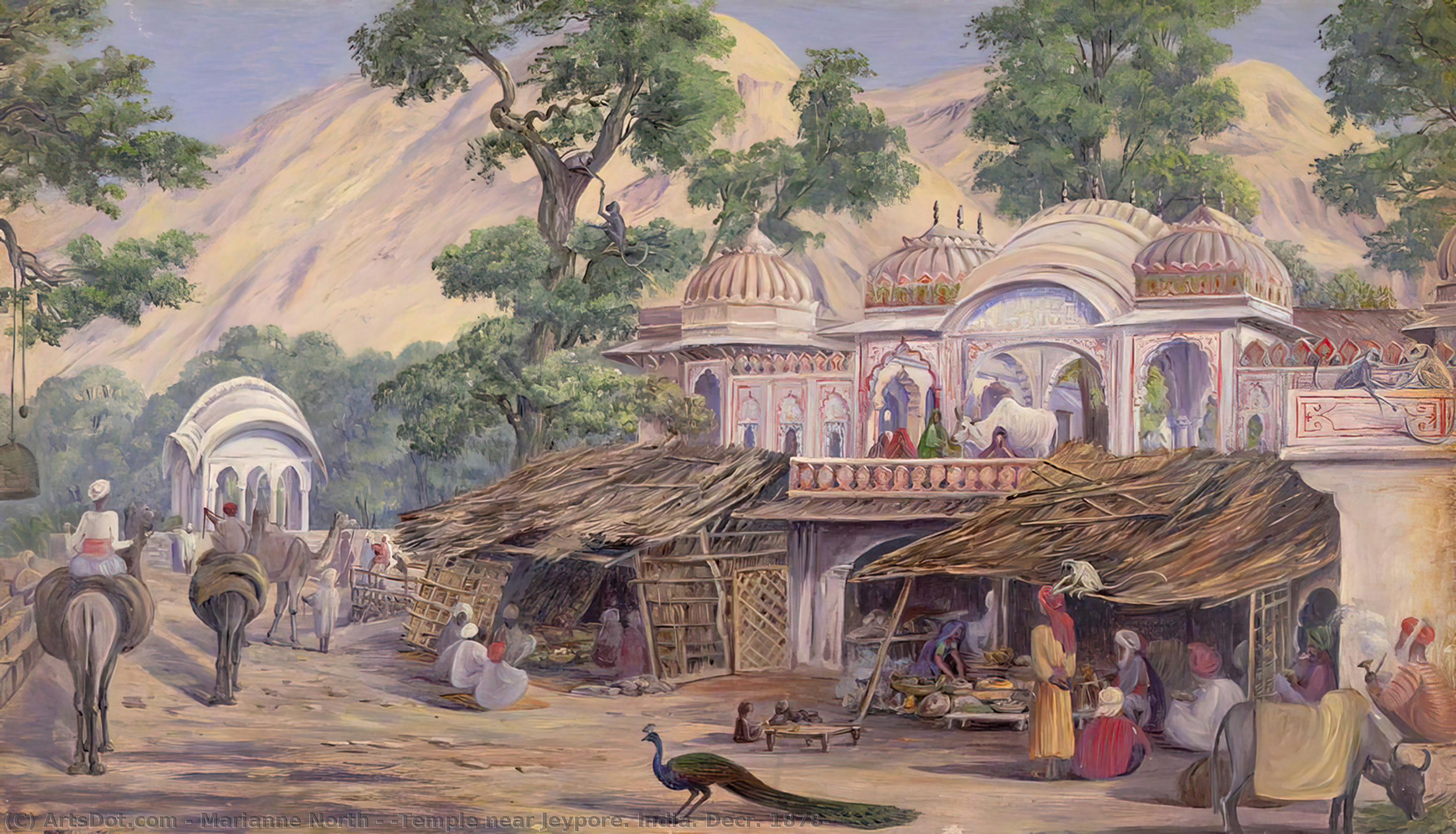 Wikioo.org – L'Enciclopedia delle Belle Arti - Pittura, Opere di Marianne North - 'Temple vicino a jeypore . L'india . Dic . 1878'