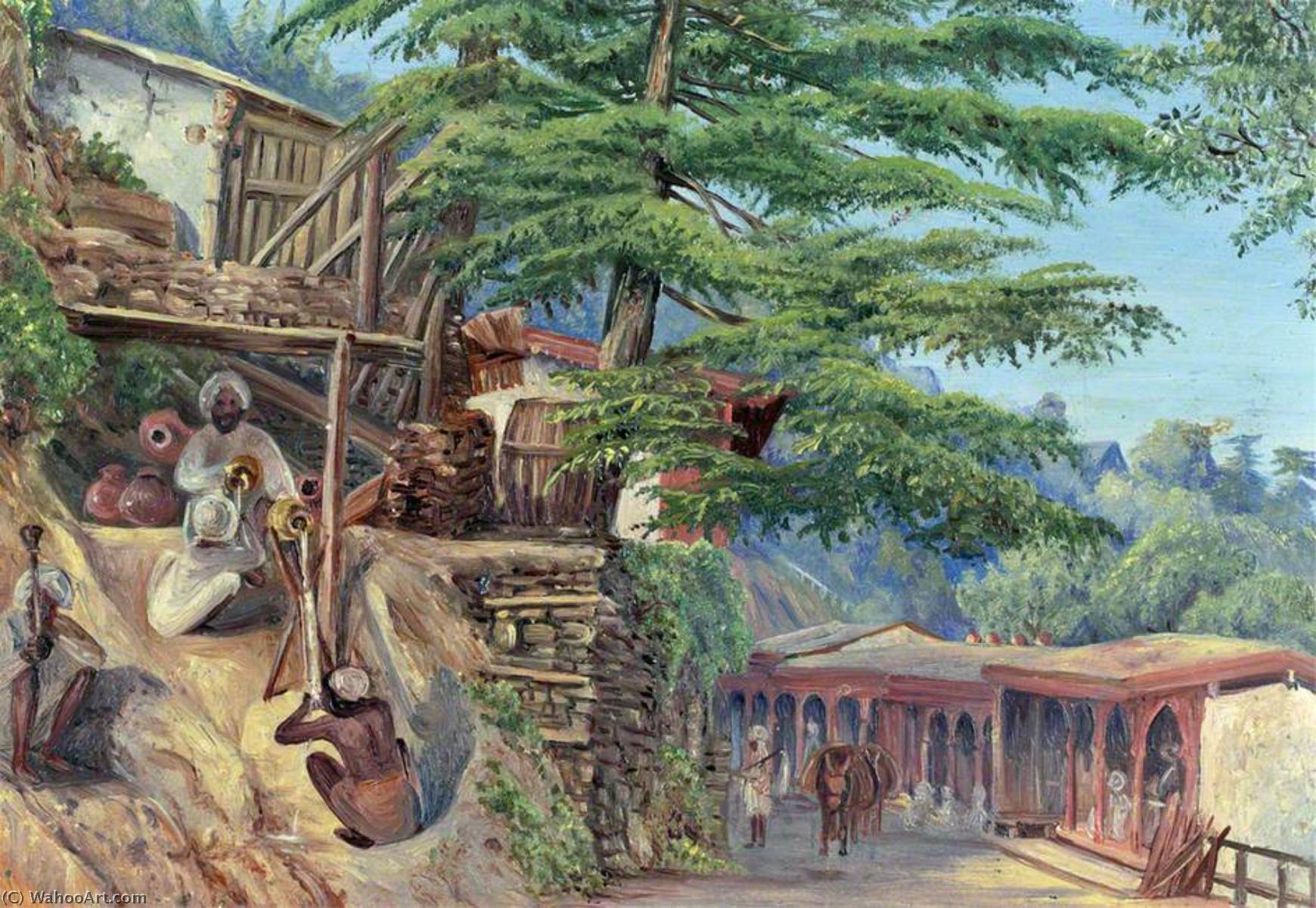 WikiOO.org - Енциклопедия за изящни изкуства - Живопис, Произведения на изкуството Marianne North - Drinking Fountain, Simla (Shimla), Himachal Pradesh, India