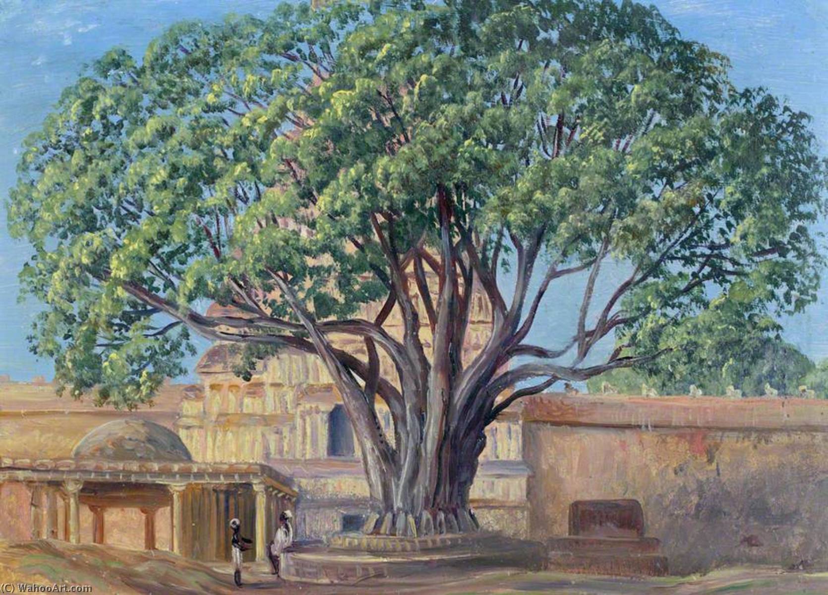 WikiOO.org - Enciklopedija likovnih umjetnosti - Slikarstvo, umjetnička djela Marianne North - Peepul Tree, Srirangam, Tamil Nadu, India