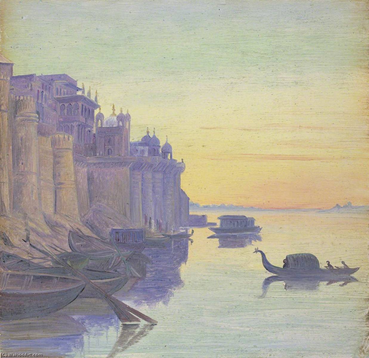 WikiOO.org - Encyclopedia of Fine Arts - Lukisan, Artwork Marianne North - 'Ramnuggar. Palace of the Maharajah of Benares. India. October 1878'