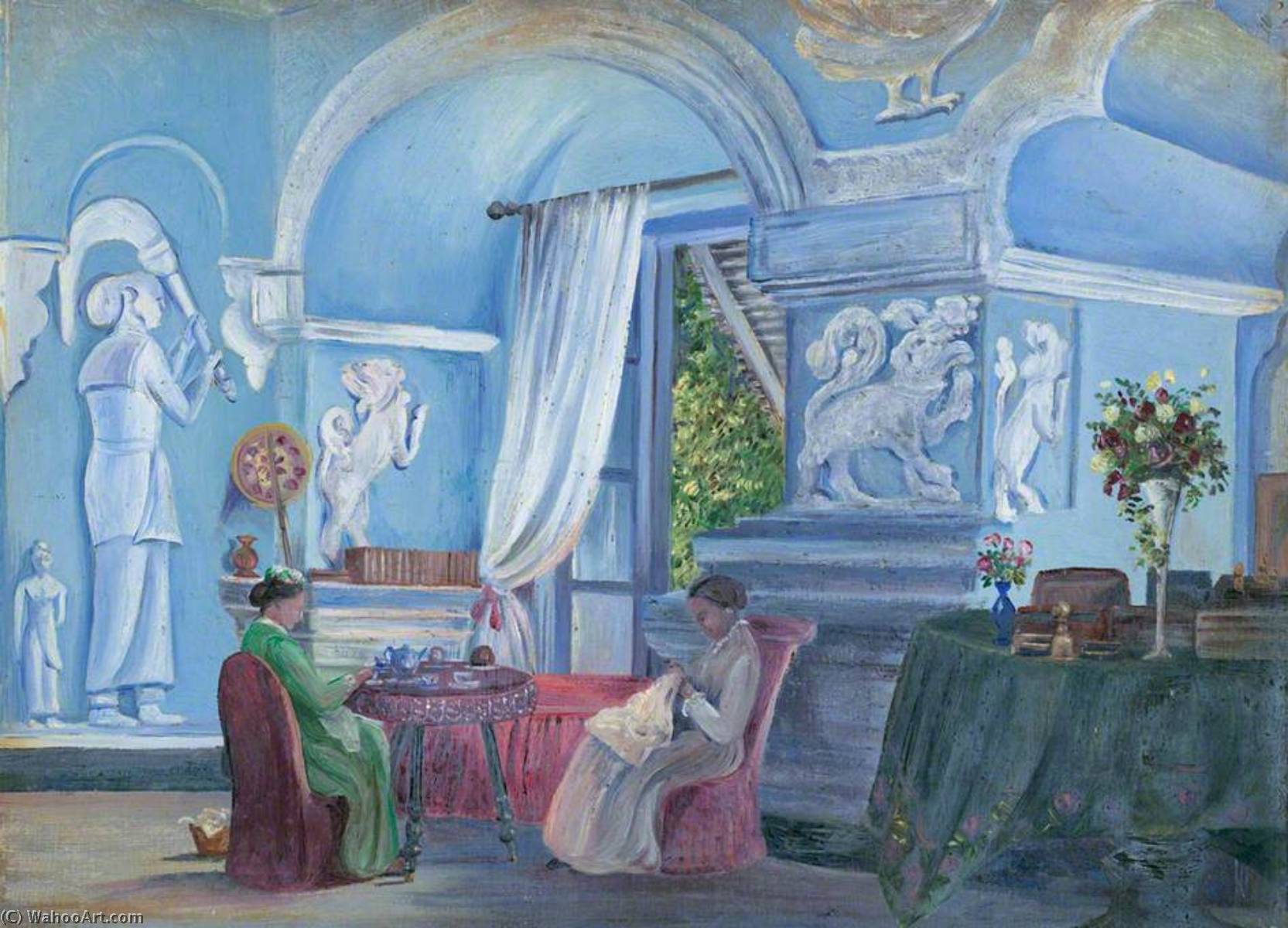 Wikioo.org - The Encyclopedia of Fine Arts - Painting, Artwork by Marianne North - In the Old Palace, Kandy, Ceylon (Sri Lanka)
