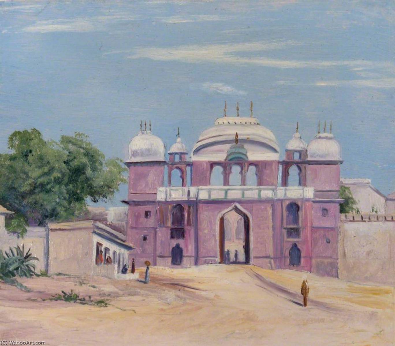 Wikioo.org - The Encyclopedia of Fine Arts - Painting, Artwork by Marianne North - Gate of Rajah's Palace, Benares, India