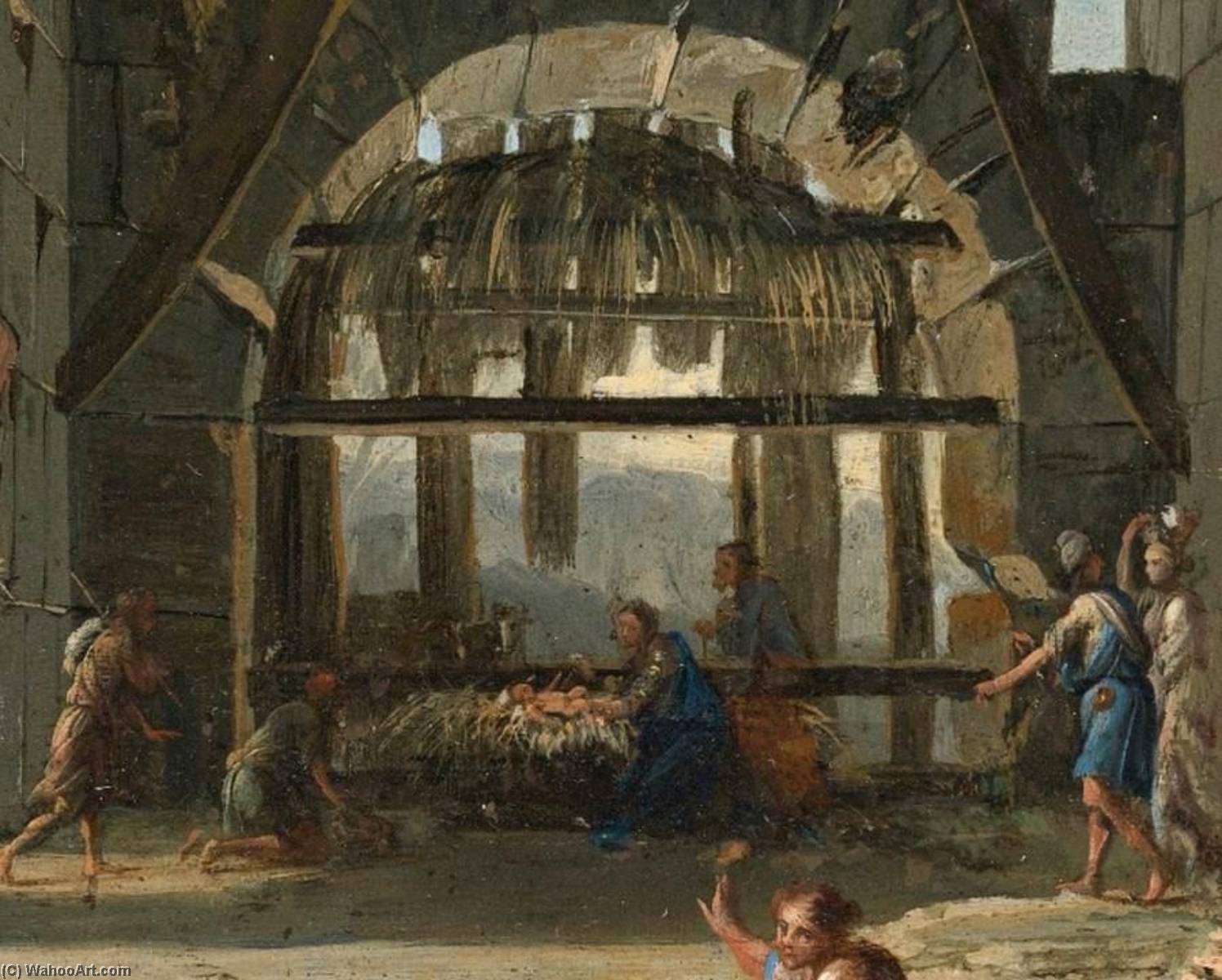 Wikioo.org - The Encyclopedia of Fine Arts - Painting, Artwork by Viviano Codazzi - The Nativity in an Ancient Ruin (detail)