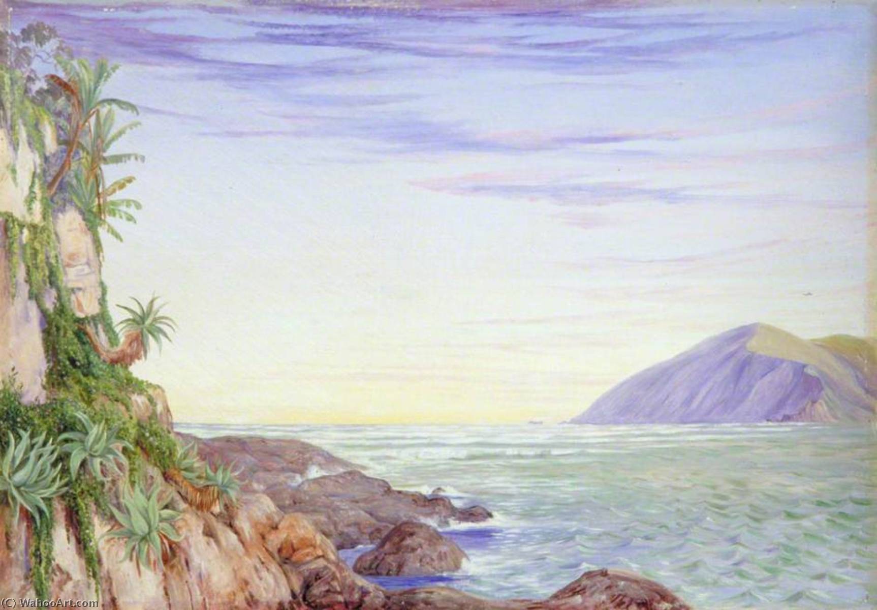 Wikioo.org - The Encyclopedia of Fine Arts - Painting, Artwork by Marianne North - Looking Seaward from the Mouth of St John's River, Kaffraria