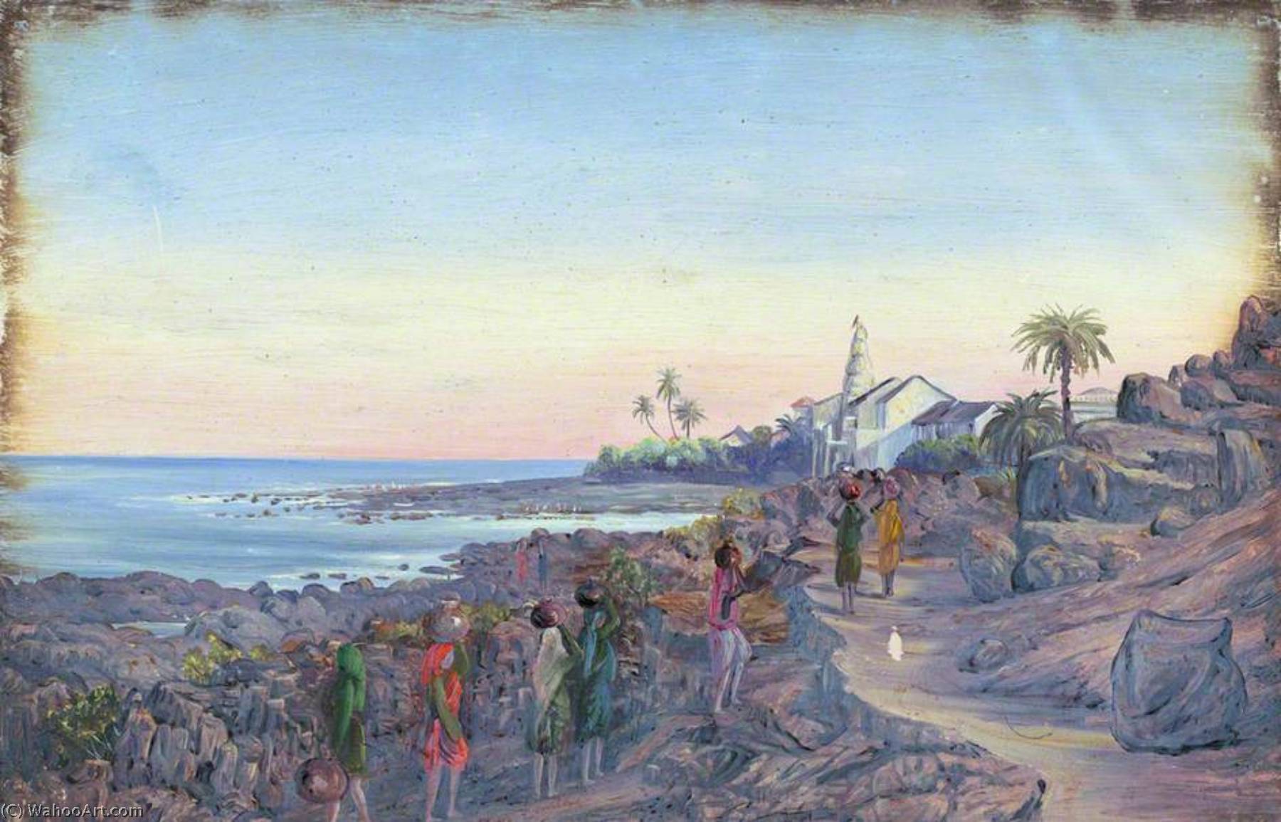 Wikioo.org - The Encyclopedia of Fine Arts - Painting, Artwork by Marianne North - Malabar Point, Bombay (Mumbai)
