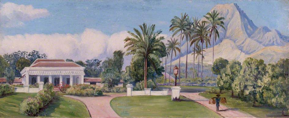 WikiOO.org - Encyclopedia of Fine Arts - Maalaus, taideteos Marianne North - Kawi from the Controller's House, Batoe, Java