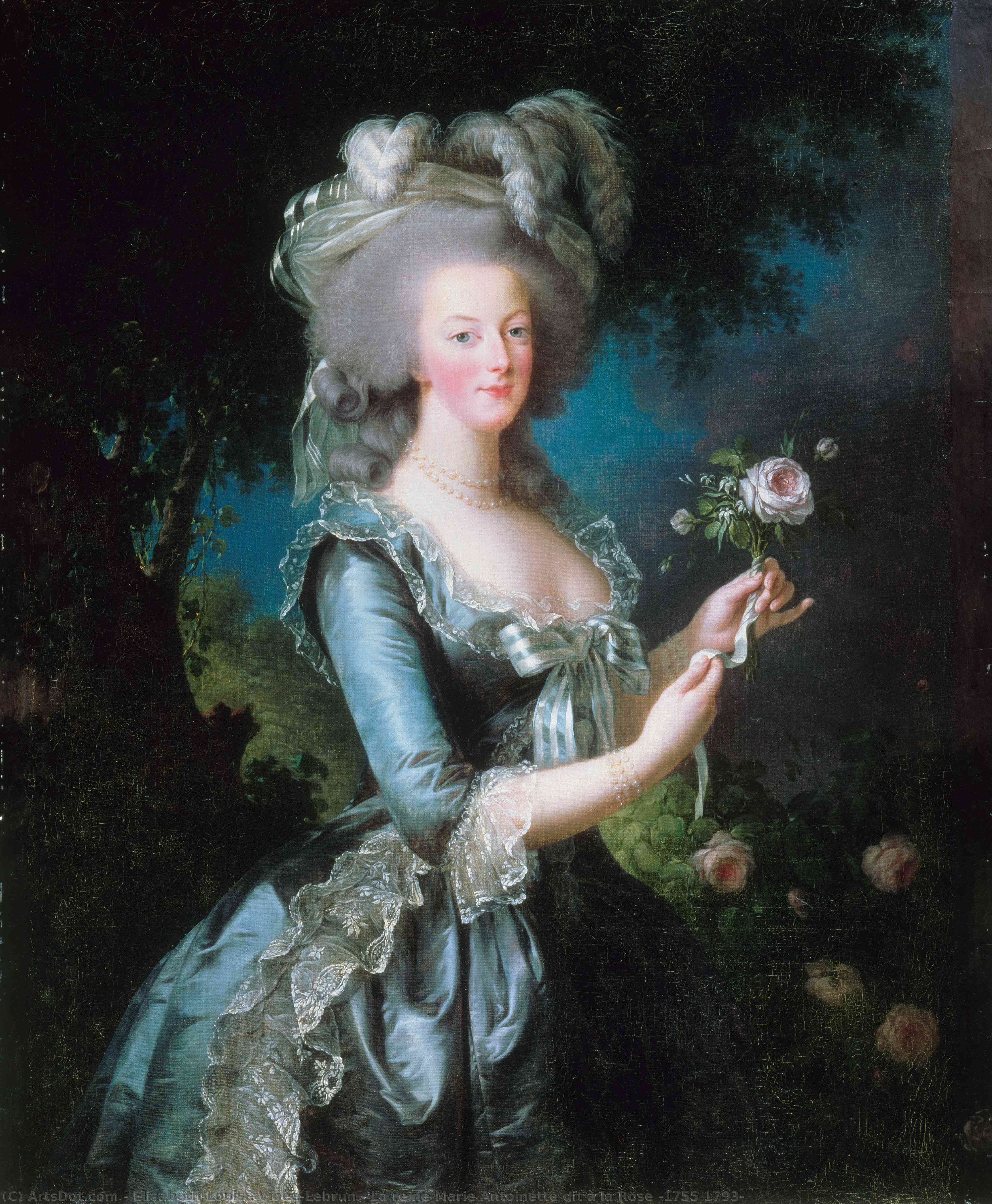 WikiOO.org - אנציקלופדיה לאמנויות יפות - ציור, יצירות אמנות Elisabeth-Louise Vigée-Lebrun - La reine Marie Antoinette dit à la Rose (1755 1793)