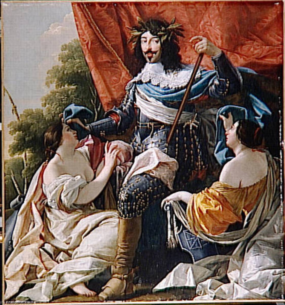 WikiOO.org - Encyclopedia of Fine Arts - Malba, Artwork Simon Vouet - LOUIS XIII ENTRE DEUX FIGURES DE FEMMES SYMBOLISANT LA FRANCE ET LA NAVARRE
