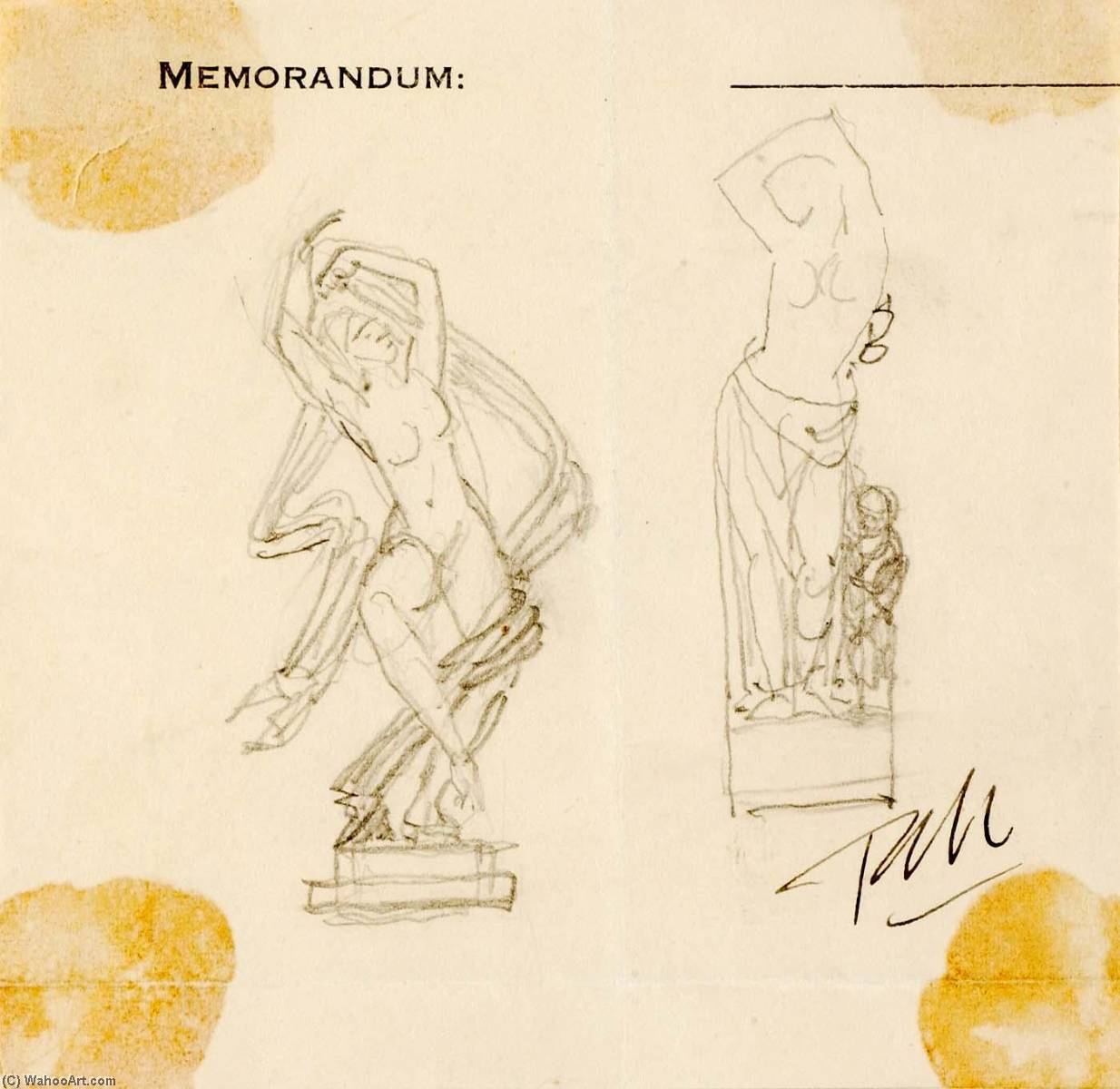 WikiOO.org - Encyclopedia of Fine Arts - Maalaus, taideteos Paul Manship - (Studies Venus and Female with Flying Drapery)