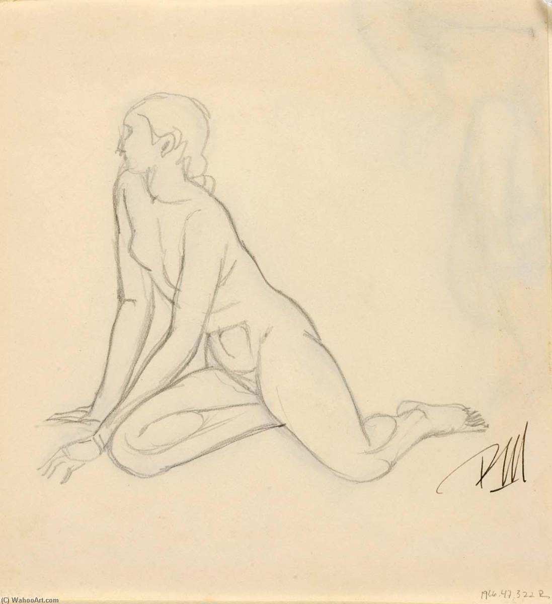 Wikioo.org - Encyklopedia Sztuk Pięknych - Malarstwo, Grafika Paul Manship - Seated Female Nude Seated Female Nude