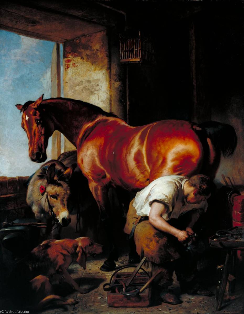 Wikioo.org - สารานุกรมวิจิตรศิลป์ - จิตรกรรม Edwin Henry Landseer - Shoeing