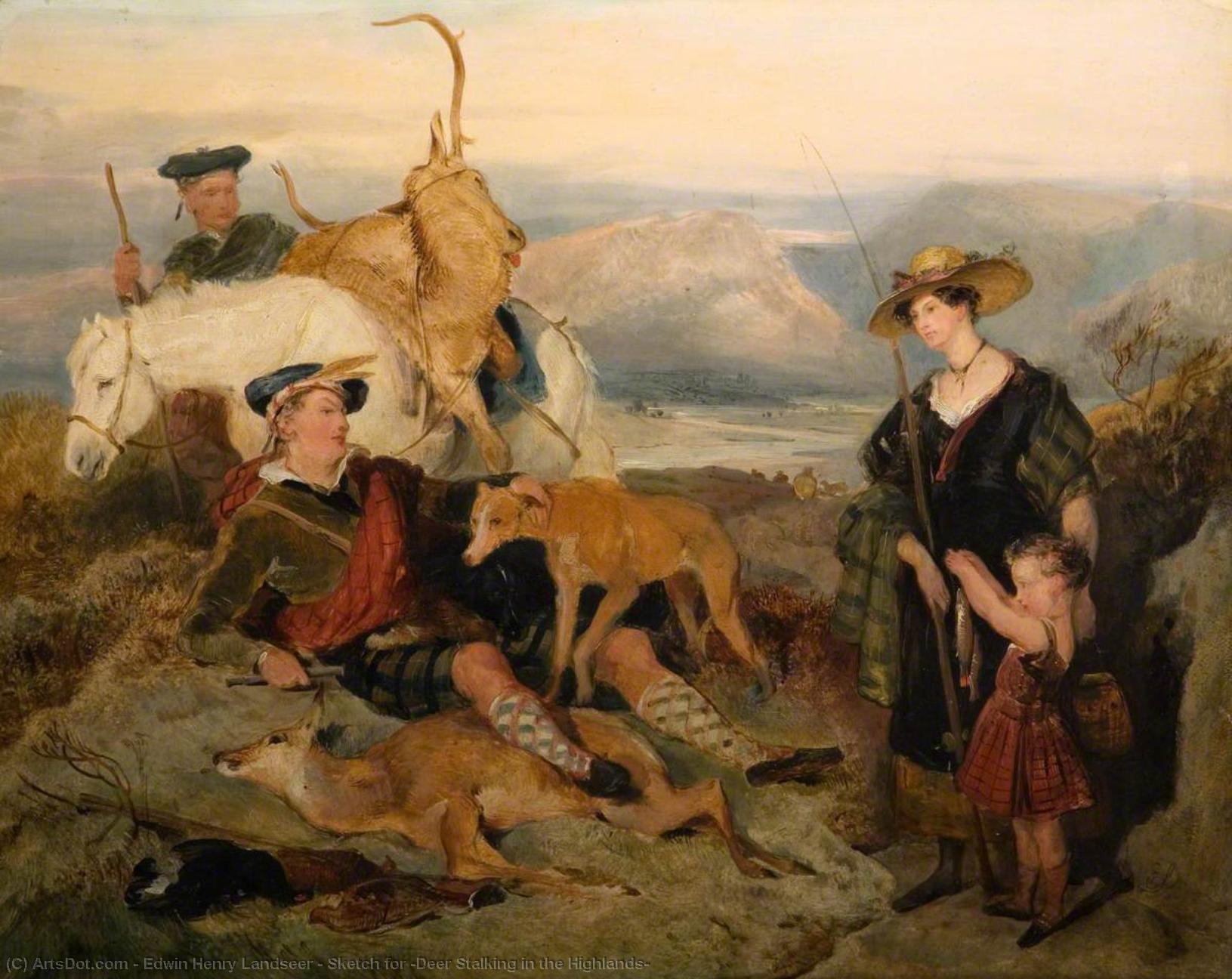 Wikioo.org - The Encyclopedia of Fine Arts - Painting, Artwork by Edwin Henry Landseer - Sketch for 'Deer Stalking in the Highlands'