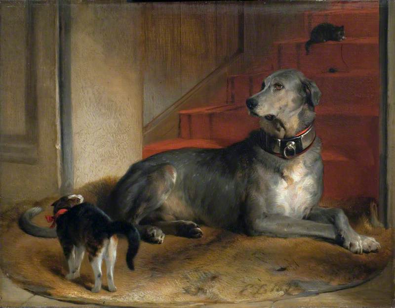 Wikioo.org - The Encyclopedia of Fine Arts - Painting, Artwork by Edwin Henry Landseer - Lady Blessington's Dog The Barrier