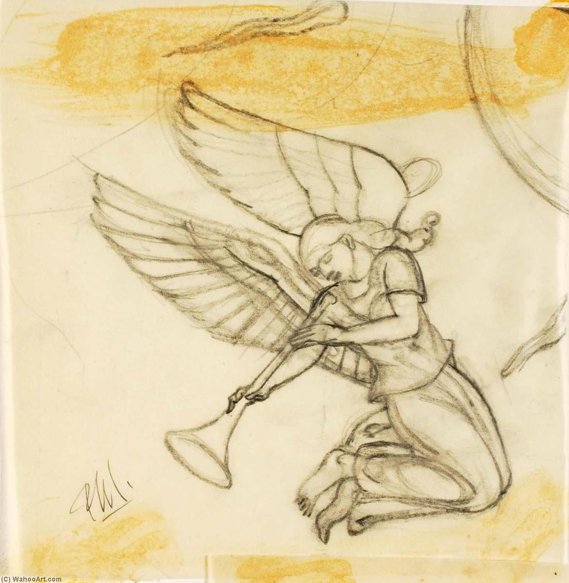 Wikioo.org - The Encyclopedia of Fine Arts - Painting, Artwork by Paul Manship - Angel, Sketch for Nettuno Altarpiece, Anzio