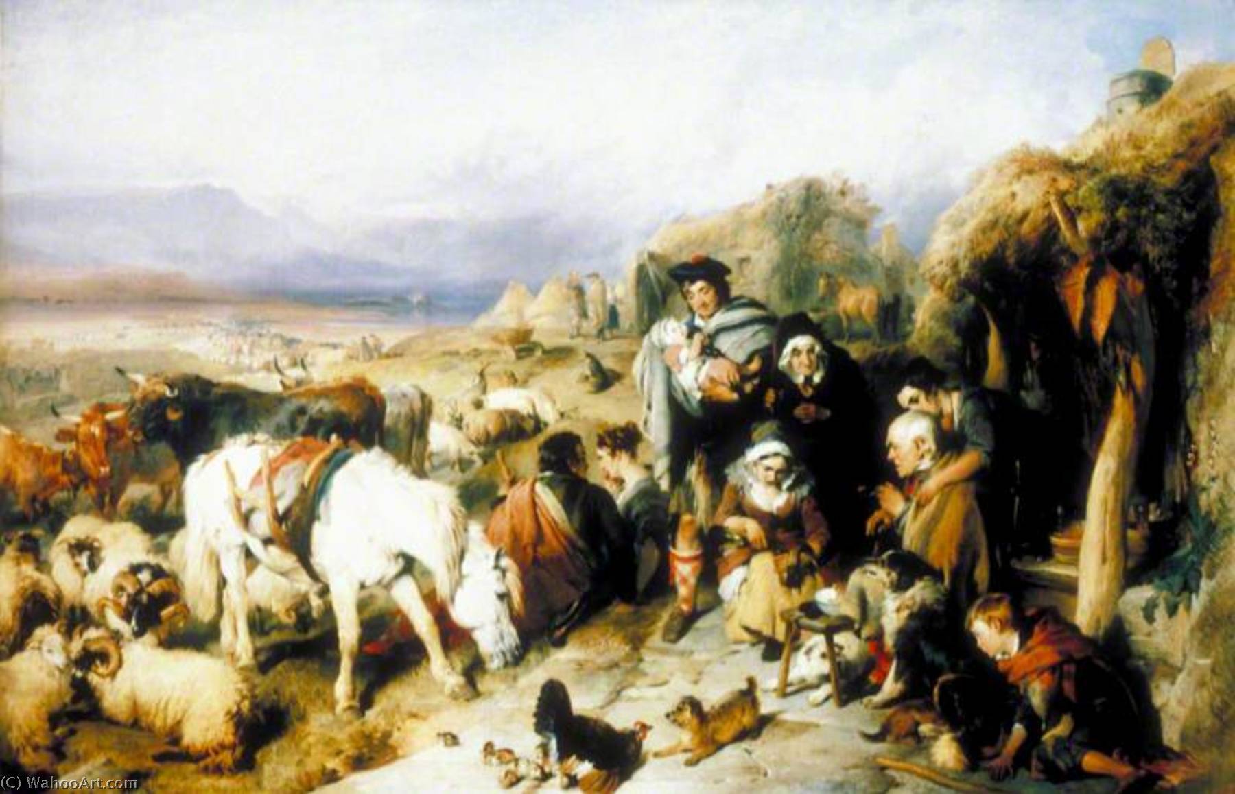 Wikioo.org - The Encyclopedia of Fine Arts - Painting, Artwork by Edwin Henry Landseer - The Drover's Departure A Scene in the Grampians