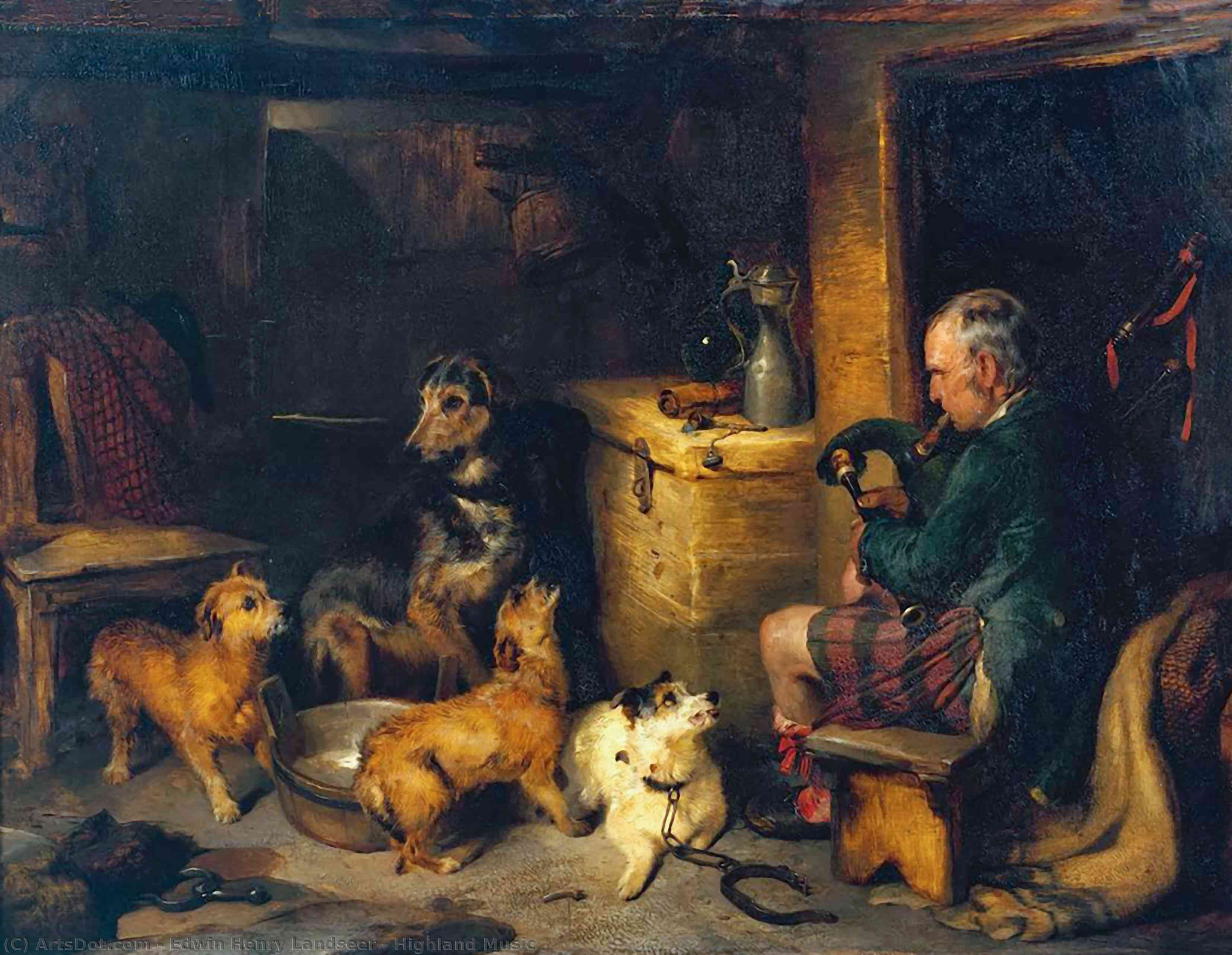 Wikioo.org - The Encyclopedia of Fine Arts - Painting, Artwork by Edwin Henry Landseer - Highland Music