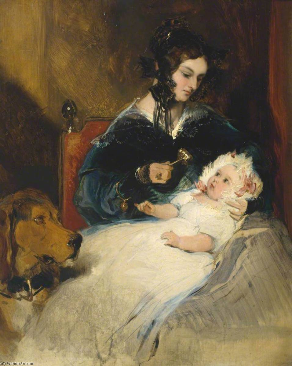 Wikioo.org – L'Enciclopedia delle Belle Arti - Pittura, Opere di Edwin Henry Landseer - la duchessa di Abercorn e il bambino
