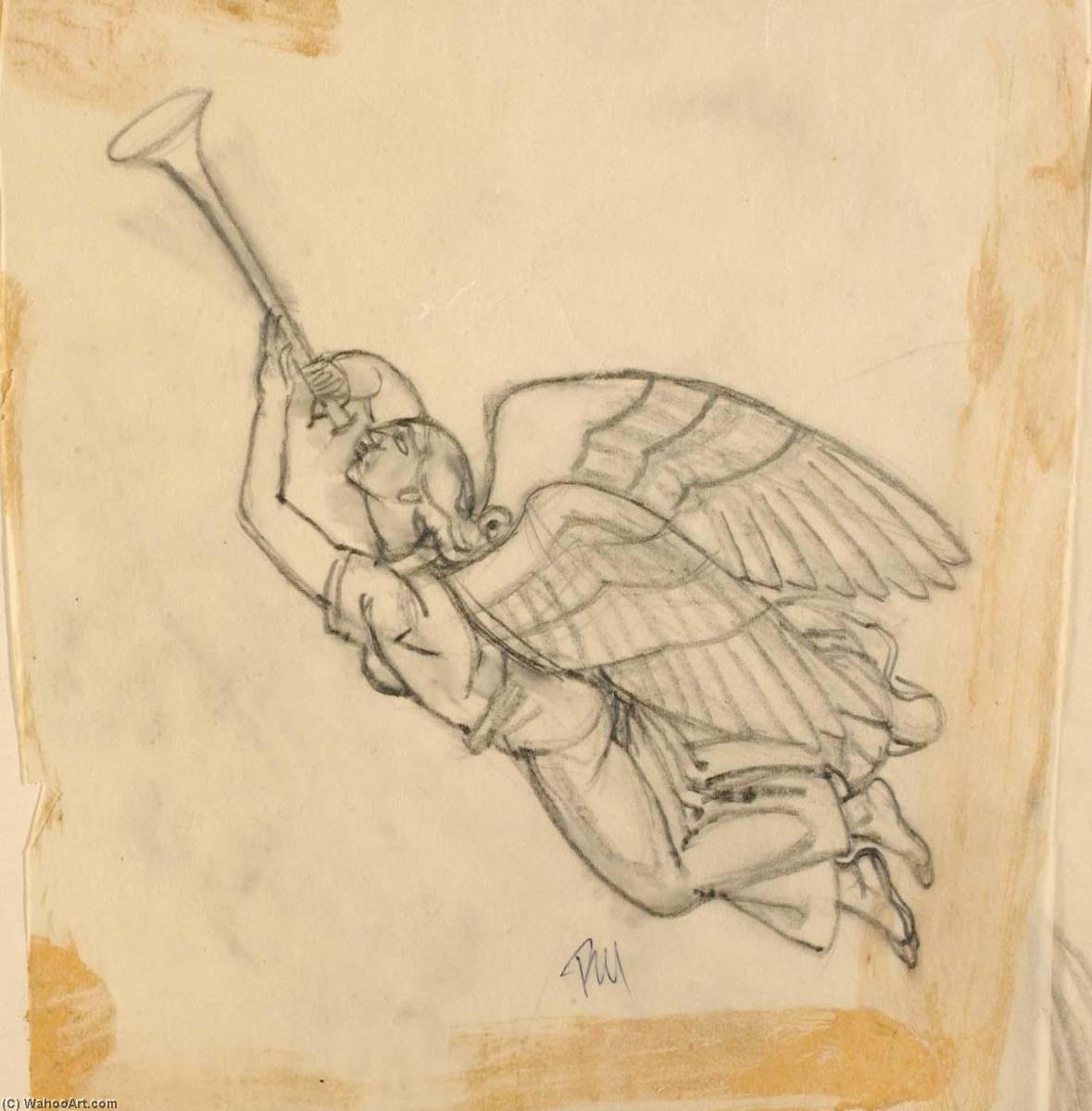 Wikioo.org - The Encyclopedia of Fine Arts - Painting, Artwork by Paul Manship - Angel, Sketch for Anzio