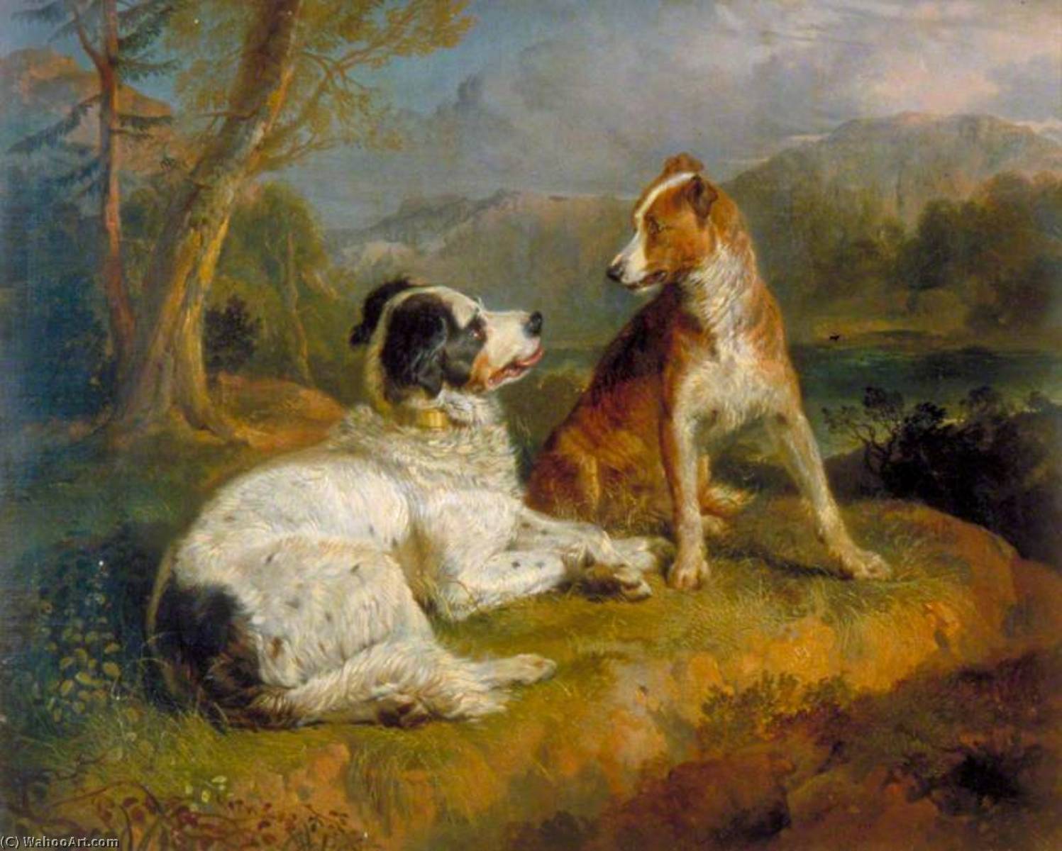 Wikioo.org - The Encyclopedia of Fine Arts - Painting, Artwork by Edwin Henry Landseer - 'The Twa Dogs' (from the poem by Robert Burns)