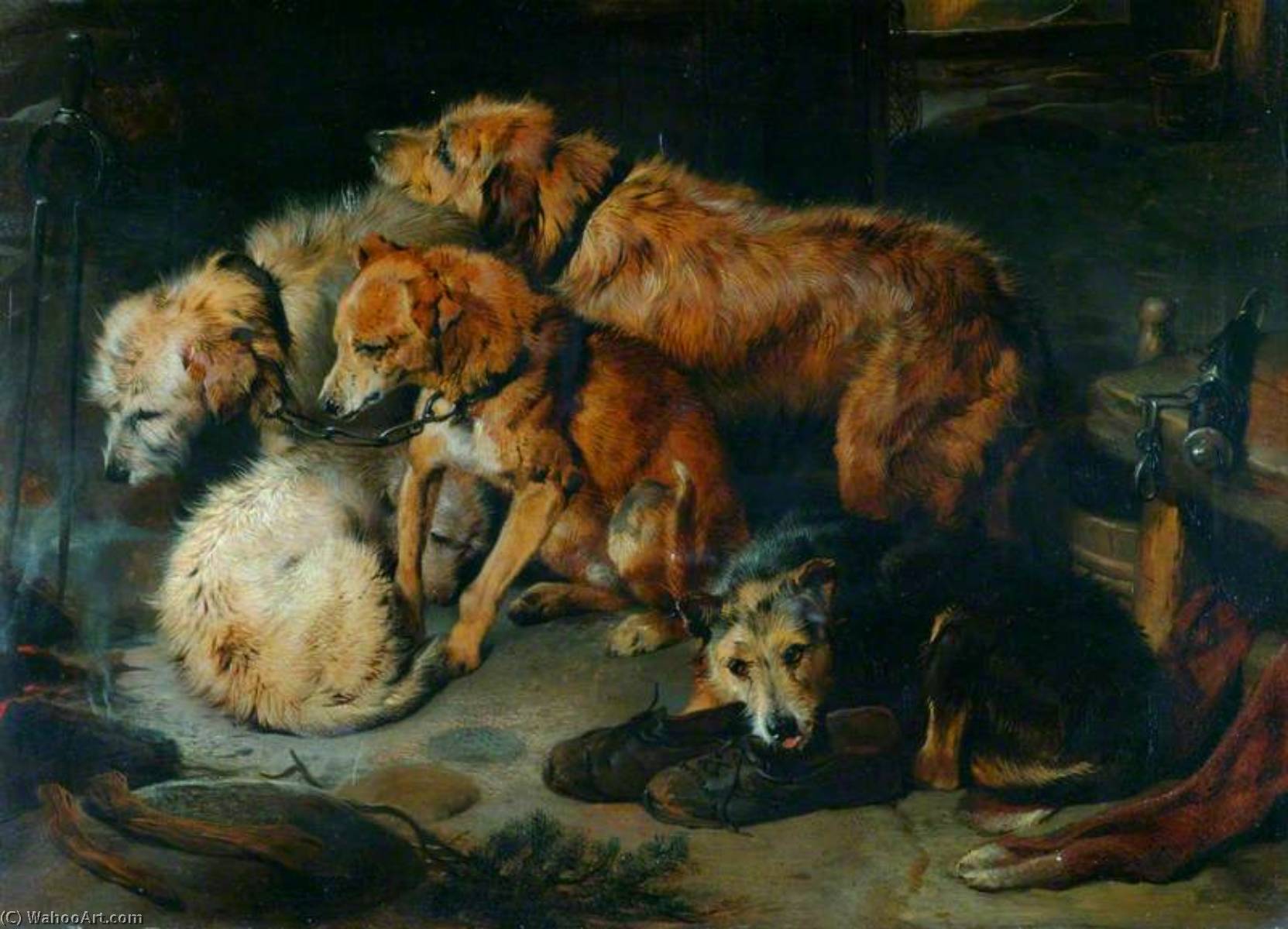 Wikioo.org - The Encyclopedia of Fine Arts - Painting, Artwork by Edwin Henry Landseer - A Fireside Party