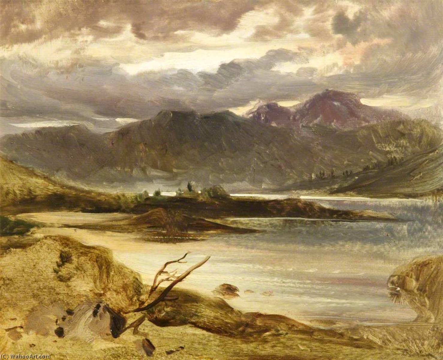 Wikioo.org - The Encyclopedia of Fine Arts - Painting, Artwork by Edwin Henry Landseer - A Lake Scene
