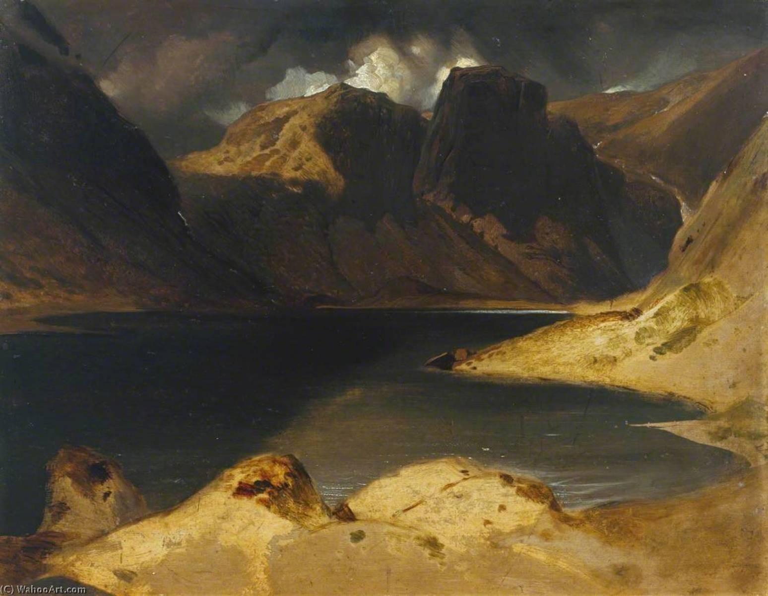 Wikioo.org - สารานุกรมวิจิตรศิลป์ - จิตรกรรม Edwin Henry Landseer - Loch Avon and the Cairngorm Mountains