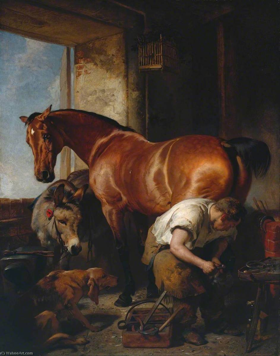 Wikioo.org - The Encyclopedia of Fine Arts - Painting, Artwork by Edwin Henry Landseer - Shoeing
