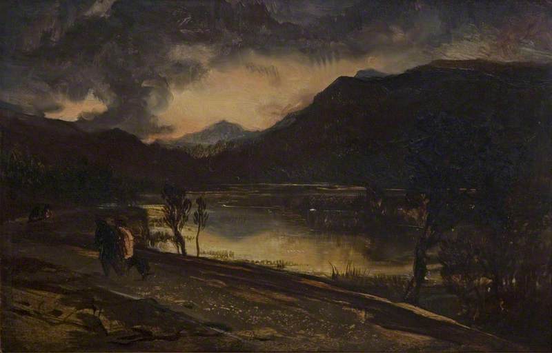 WikiOO.org - Εγκυκλοπαίδεια Καλών Τεχνών - Ζωγραφική, έργα τέχνης Edwin Henry Landseer - Sunset in Scotland