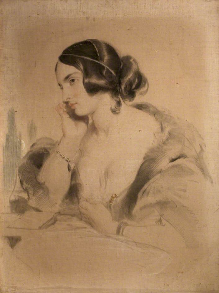 Wikioo.org - The Encyclopedia of Fine Arts - Painting, Artwork by Edwin Henry Landseer - The Honourable Mrs Norton