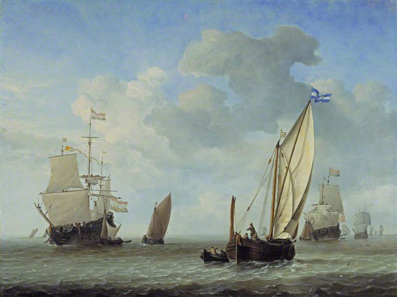 Wikioo.org - The Encyclopedia of Fine Arts - Painting, Artwork by Willem Van De Velde The Elder - Vessels in a Breeze