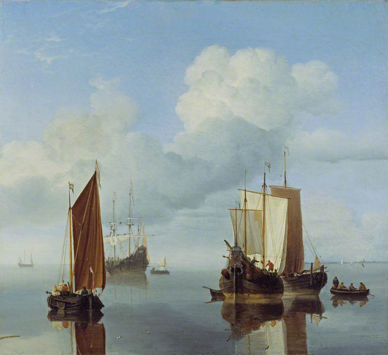 Wikioo.org - The Encyclopedia of Fine Arts - Painting, Artwork by Willem Van De Velde The Elder - Calm Fishing Boats under Sail
