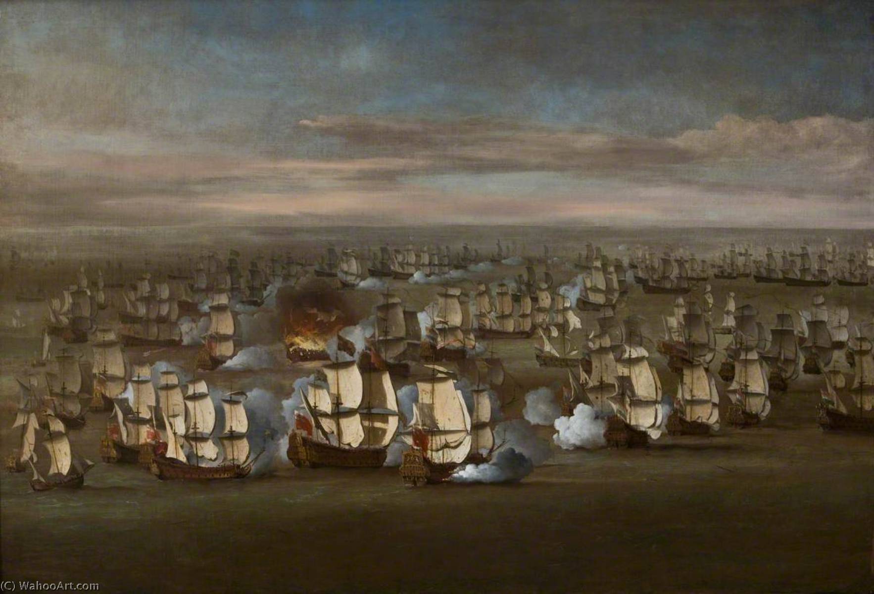 Wikioo.org - สารานุกรมวิจิตรศิลป์ - จิตรกรรม Willem Van De Velde The Elder - The Fleet at Sea