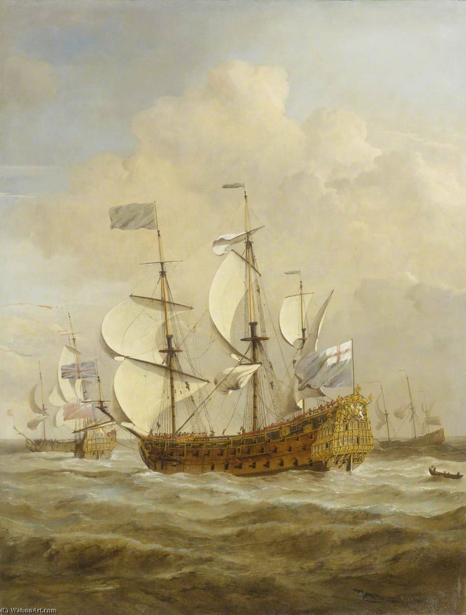 WikiOO.org – 美術百科全書 - 繪畫，作品 Willem Van De Velde The Elder - 的 'St Andrew' 在 海  在 中等 微风