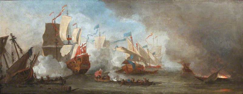 Wikioo.org – L'Encyclopédie des Beaux Arts - Peinture, Oeuvre de Willem Van De Velde The Elder - une mer Bataille