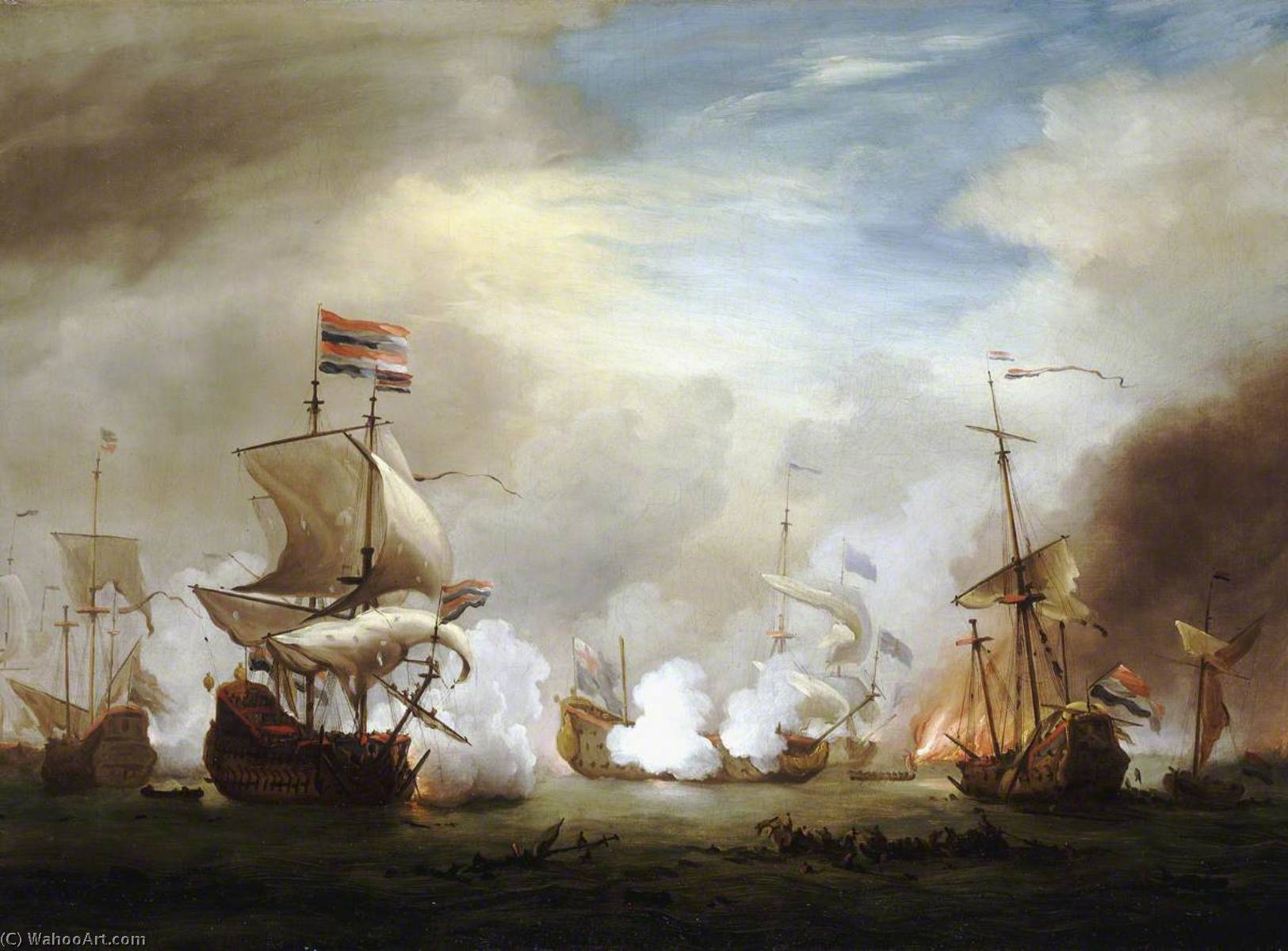 WikiOO.org - 백과 사전 - 회화, 삽화 Willem Van De Velde The Elder - The Battle of the Texel, 11–21 August 1673