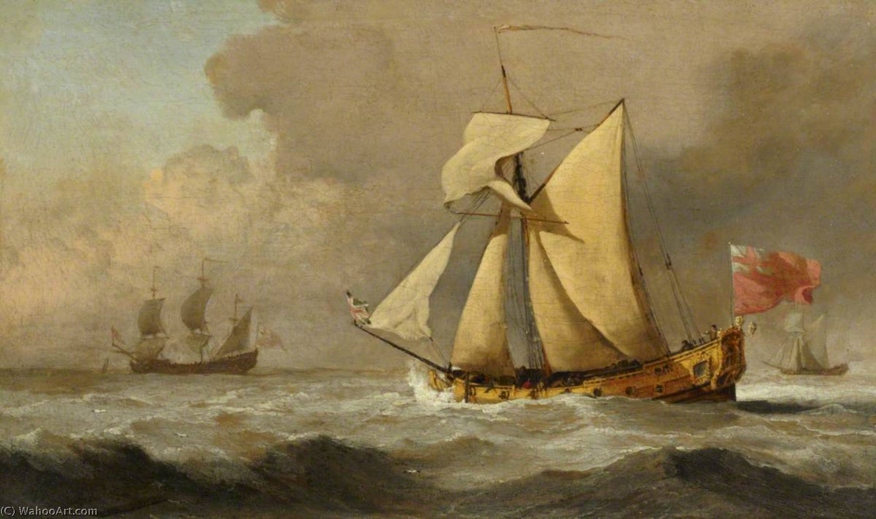 Wikioo.org - The Encyclopedia of Fine Arts - Painting, Artwork by Willem Van De Velde The Elder - The Cleveland Yacht at Sea in a Fresh Breeze