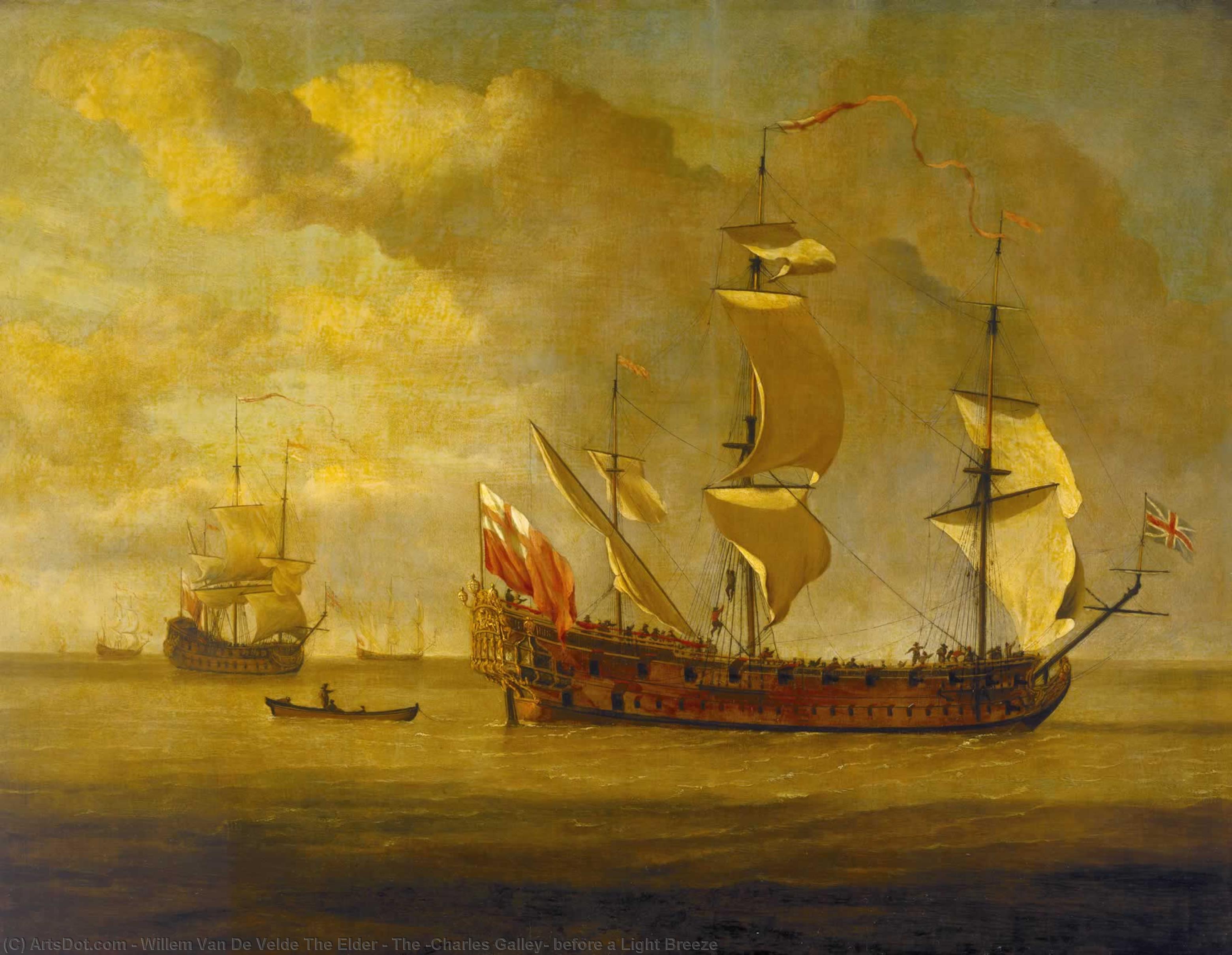 Wikioo.org - The Encyclopedia of Fine Arts - Painting, Artwork by Willem Van De Velde The Elder - The ‘Charles Galley’ before a Light Breeze
