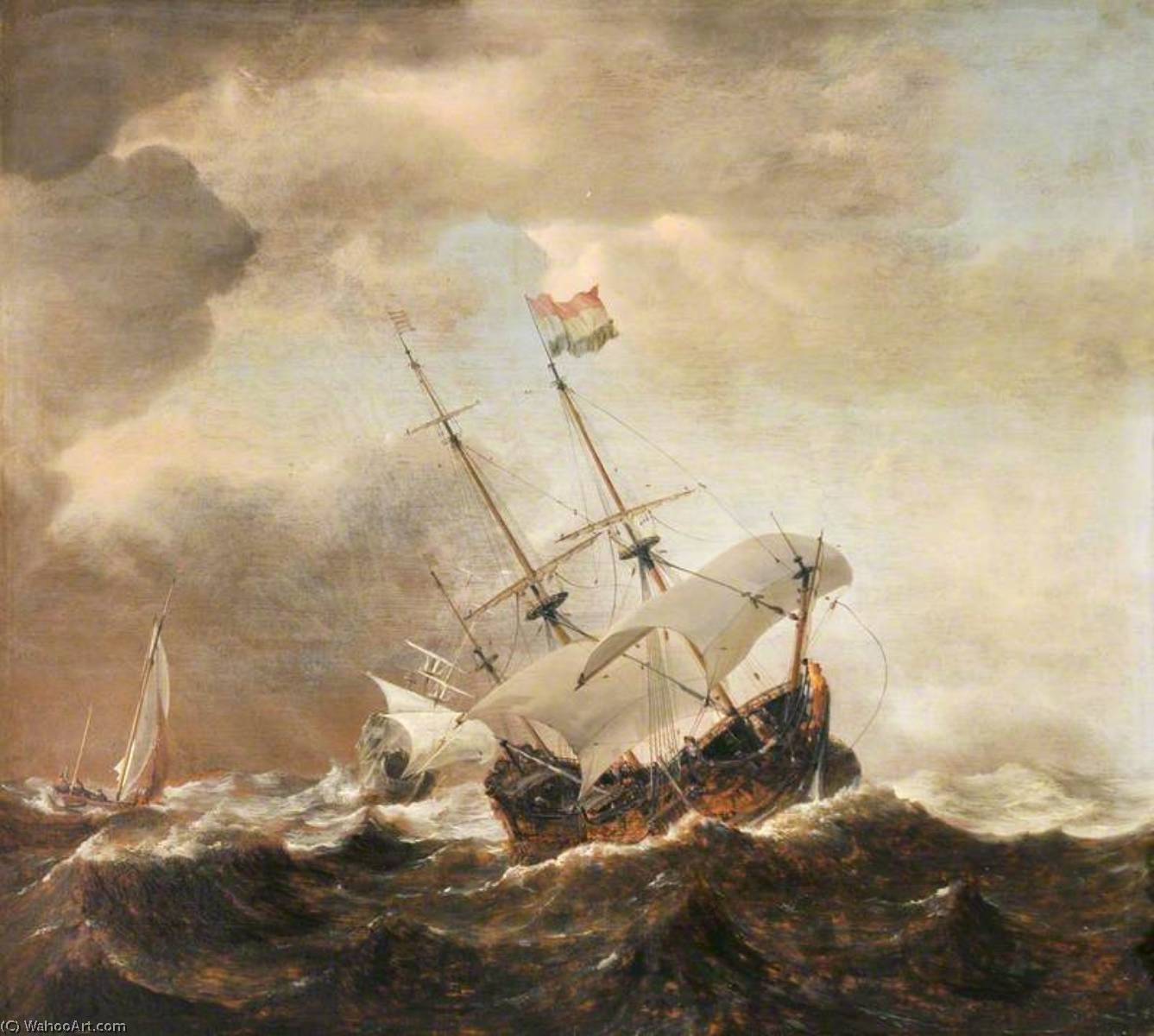 WikiOO.org - Güzel Sanatlar Ansiklopedisi - Resim, Resimler Willem Van De Velde The Elder - Shipping in a Rough Sea