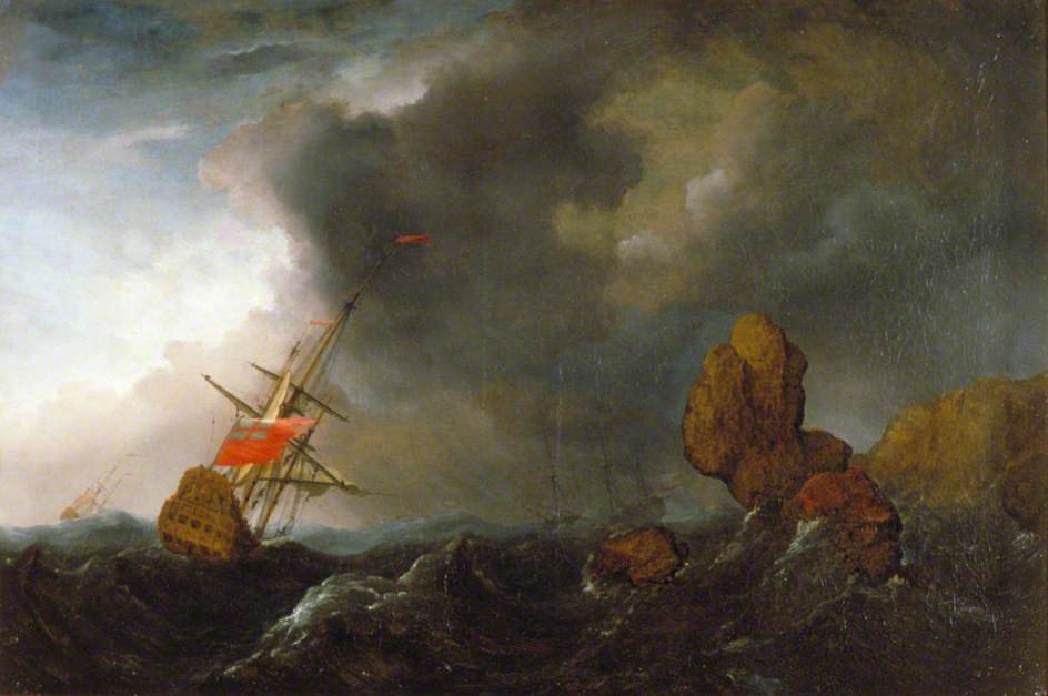WikiOO.org - Güzel Sanatlar Ansiklopedisi - Resim, Resimler Willem Van De Velde The Elder - Two Ships in Distress