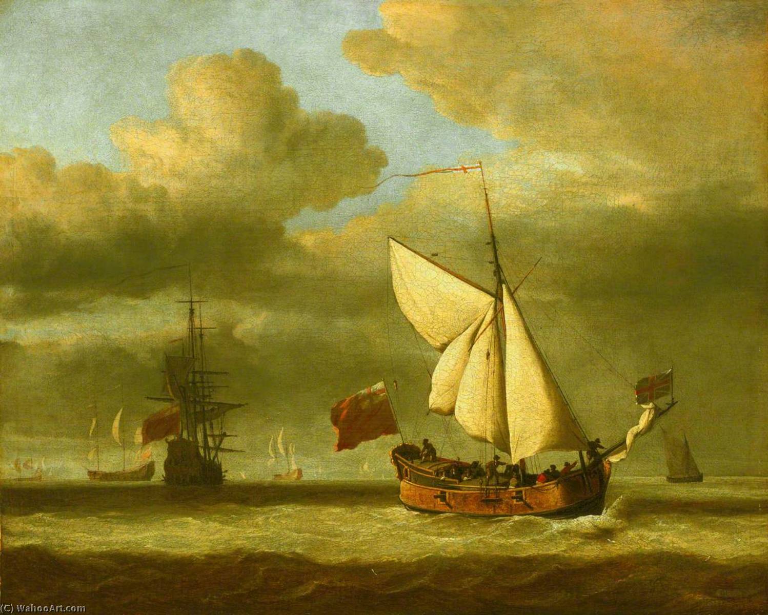 WikiOO.org - 百科事典 - 絵画、アートワーク Willem Van De Velde The Elder - ザー 'Royal Escape' 近い 運ばれた には そよ風