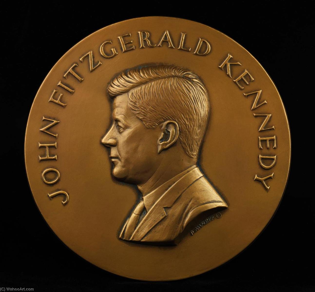 Wikioo.org - The Encyclopedia of Fine Arts - Painting, Artwork by Paul Manship - John F. Kennedy Inaugural Medal (Galvano of obverse)