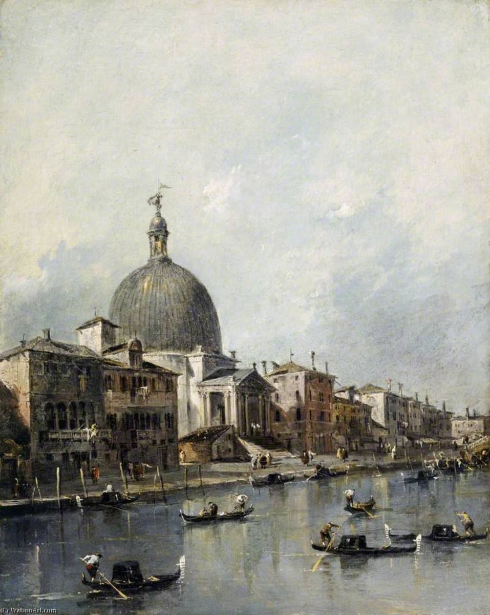 Wikioo.org - The Encyclopedia of Fine Arts - Painting, Artwork by Francesco Lazzaro Guardi - Venice, the Church of San Simeone Piccolo on the Grand Canal