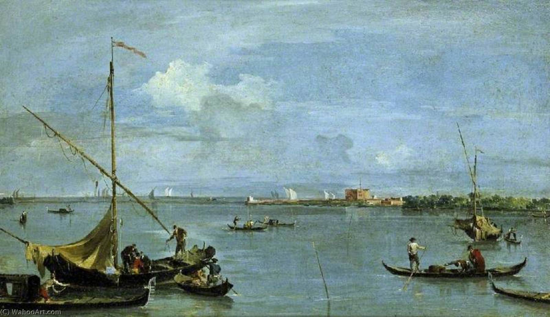Wikioo.org - The Encyclopedia of Fine Arts - Painting, Artwork by Francesco Lazzaro Guardi - Forte San Andrea del Lido, Venice