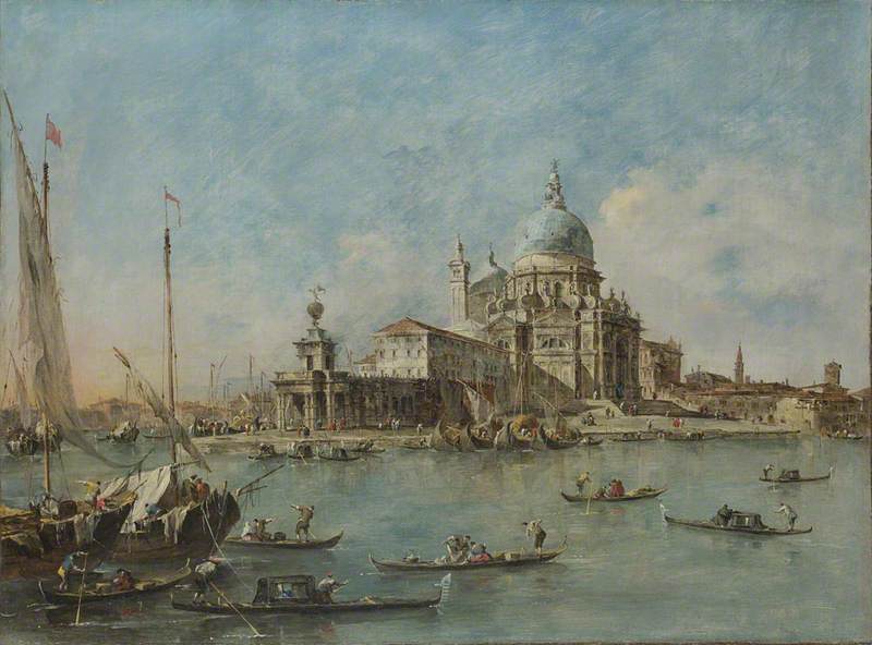 WikiOO.org - Encyclopedia of Fine Arts - Festés, Grafika Francesco Lazzaro Guardi - Venice The Punta della Dogana with S. Maria della Salute