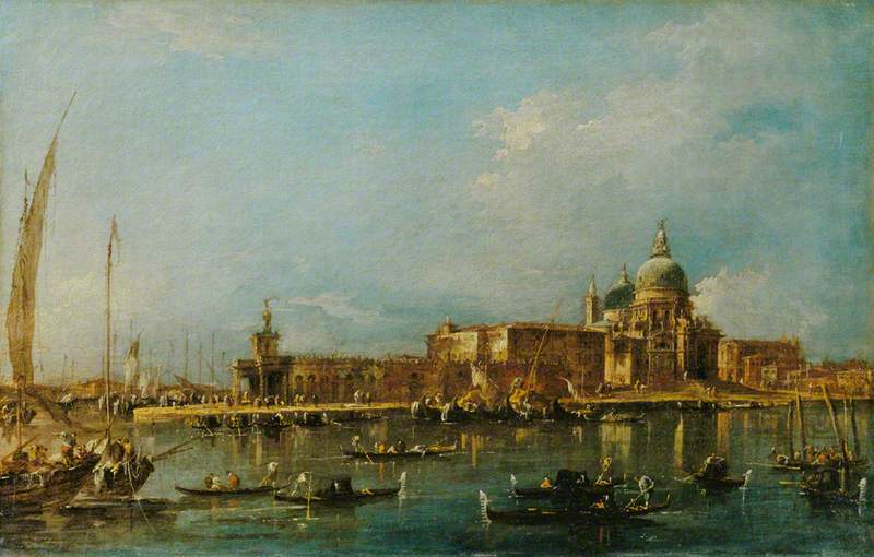 Wikioo.org - The Encyclopedia of Fine Arts - Painting, Artwork by Francesco Lazzaro Guardi - Venice the Dogana with Santa Maria della Salute