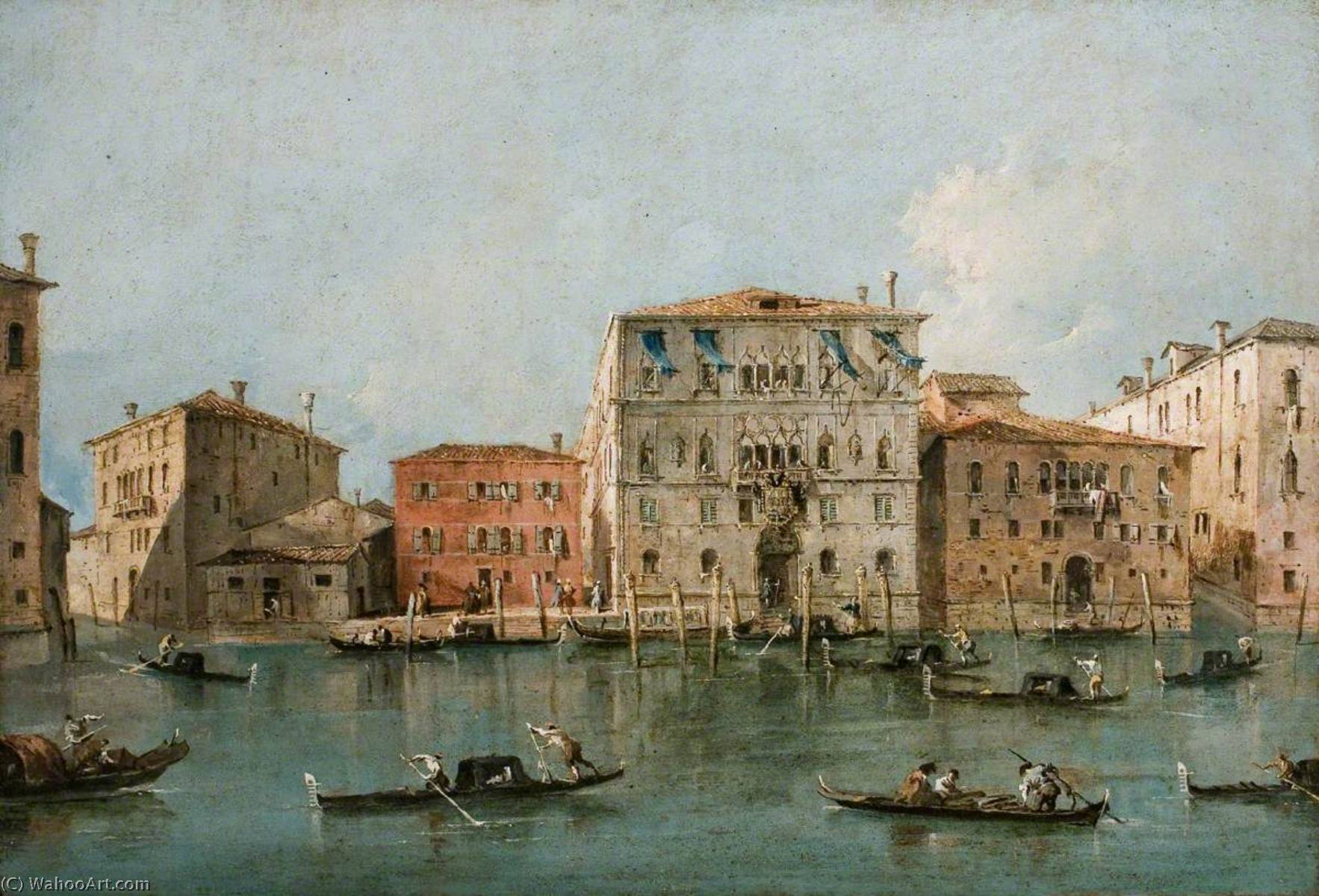 Wikioo.org - The Encyclopedia of Fine Arts - Painting, Artwork by Francesco Lazzaro Guardi - View of the Palazzo Loredan dell'Ambasciatore on the Grand Canal, Venice